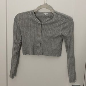Grey Cropped Cardigan